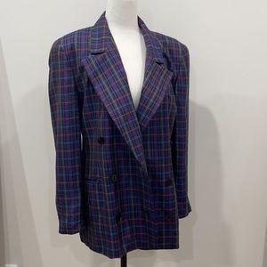 Vintage ESCADA silk purple plaid blazer. Size Medium
